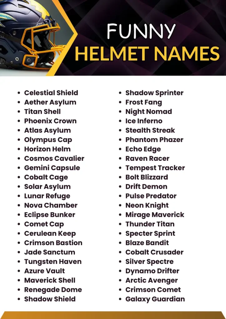 Funny Helmet Names infographic
