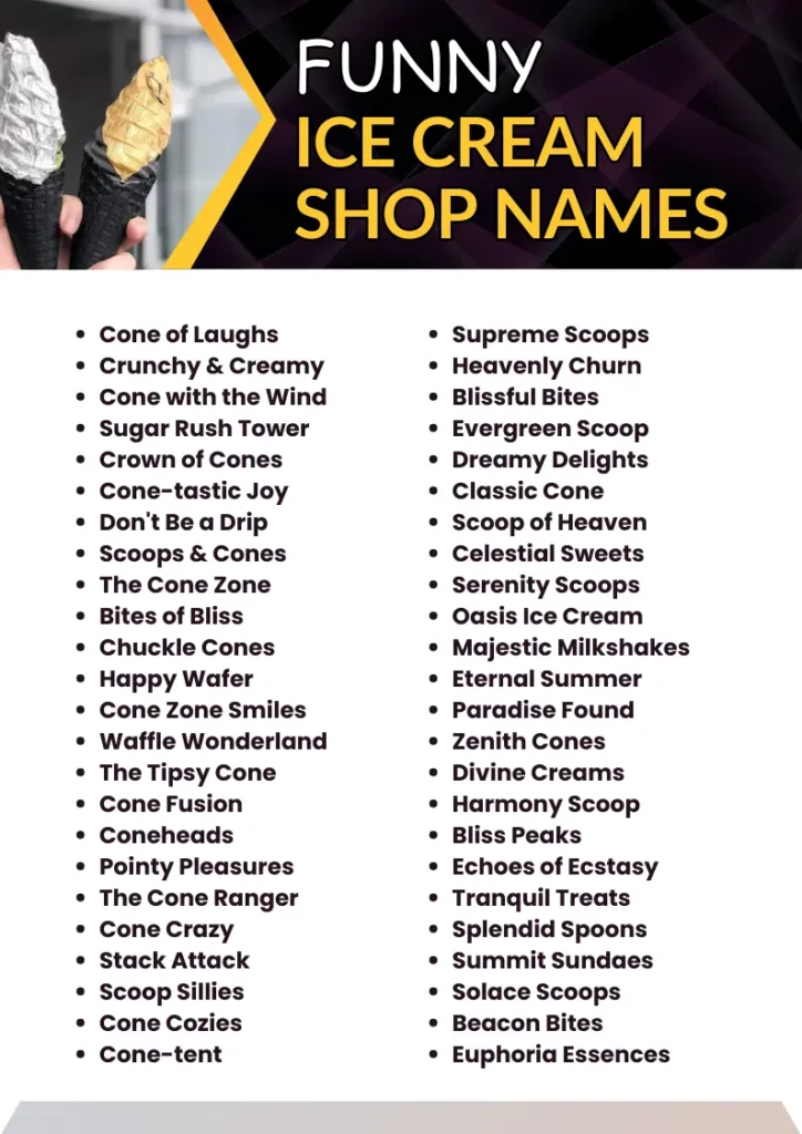 Funny Ice Cream Shop Names infographic