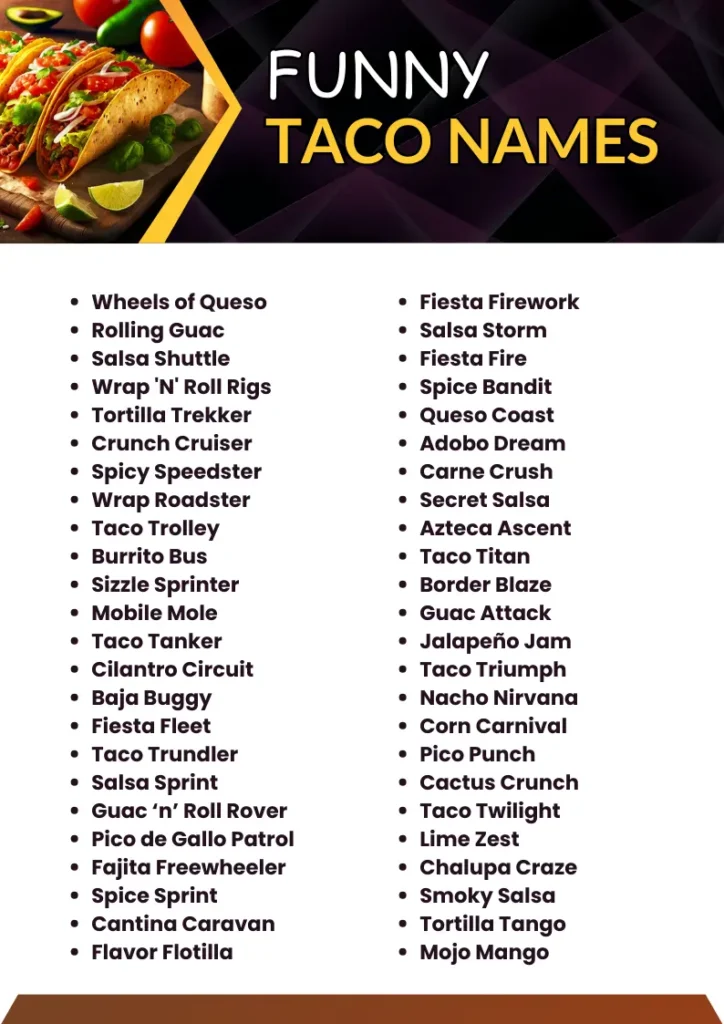 Funny Taco Names infographic