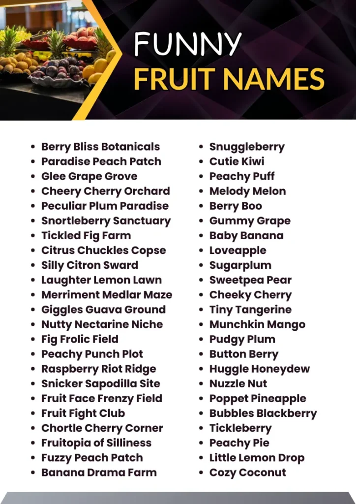 Funny Fruit Names infographic