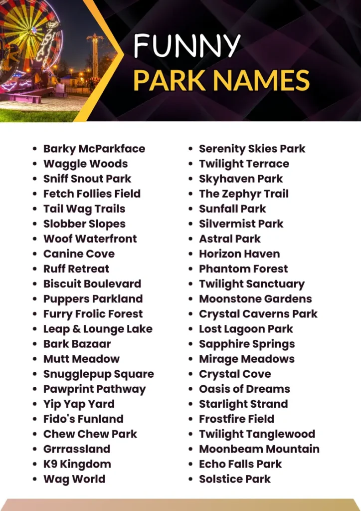 Funny Park Names infographic