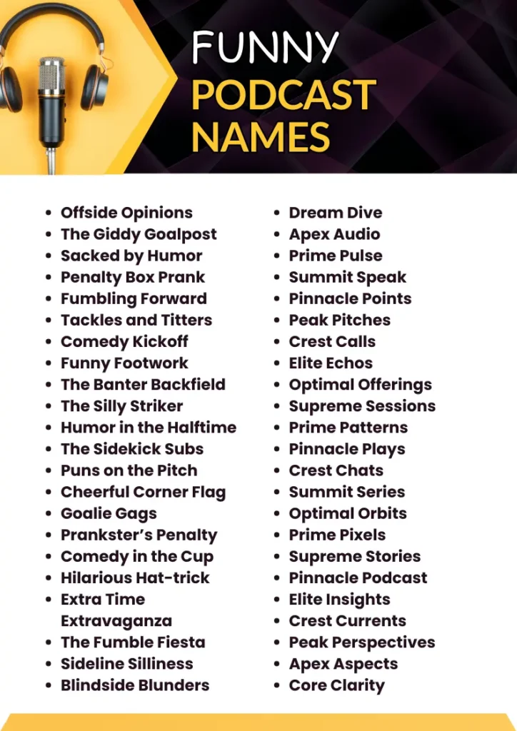 Funny Podcast Names infographic